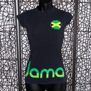 Jamaica Jamaican Flag Black Fitted T-shirt juniors XS/S